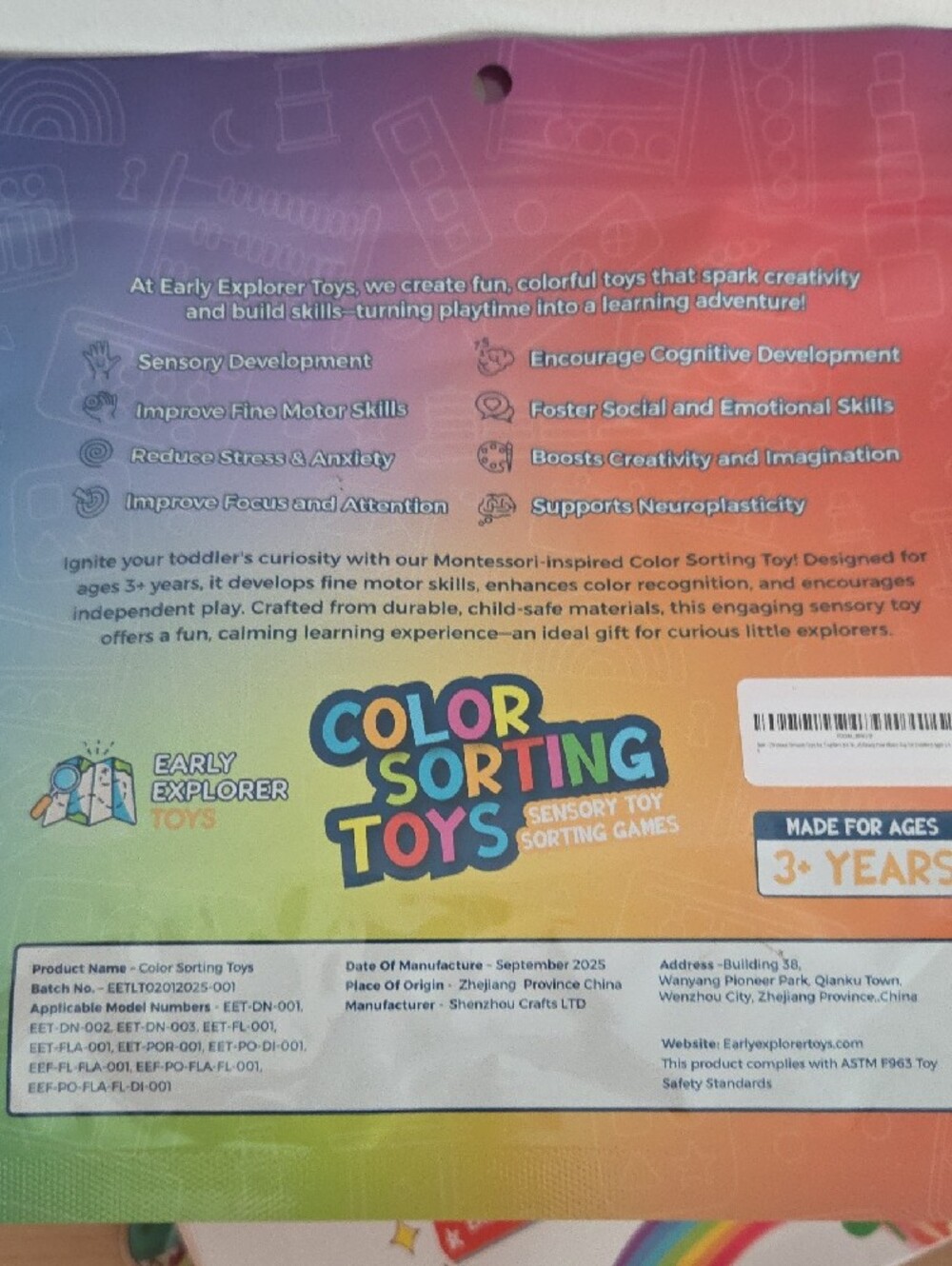 Color Sorting Dinosaur Sensory Fidget Toy - Multicolor - Picture 5 of 5